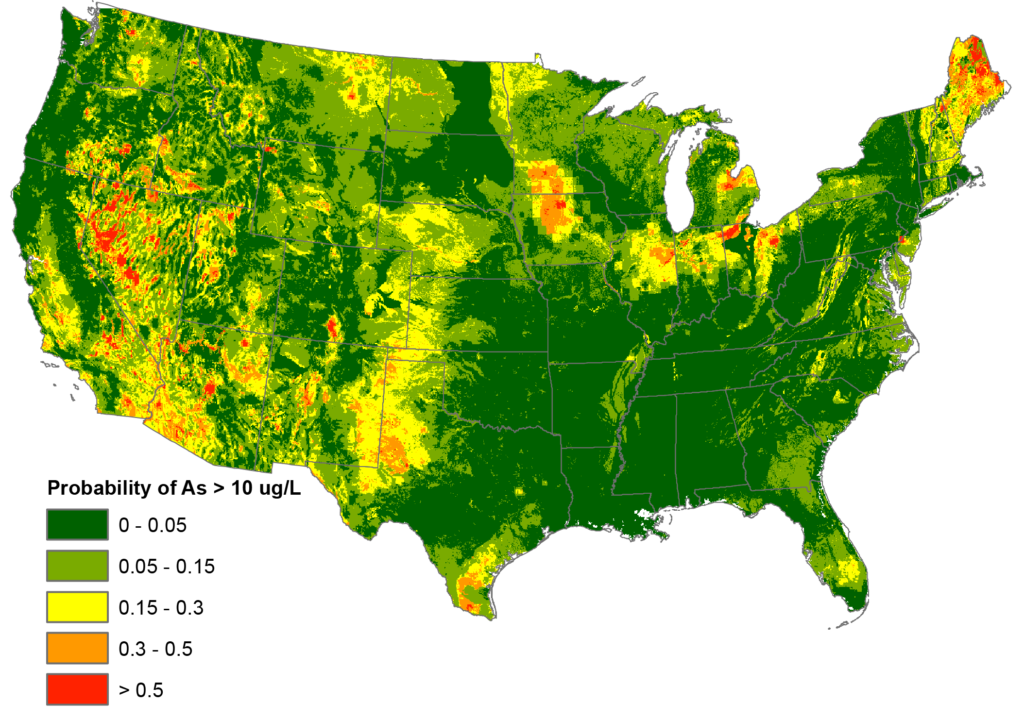 heat map of probability of arsenic